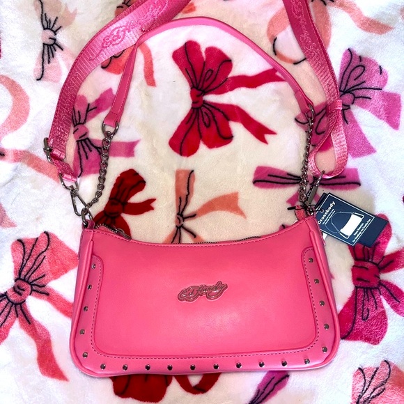 Sold - NEW Pink Ed Hardy Bag With Studs 💖 - Picture 9 of 10